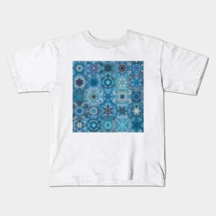 Snowflakes Blue Pattern Kids T-Shirt